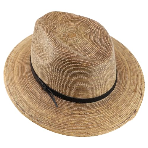 Trendy Apparel Shop Men's Plam Braid Fedora Hat with Leather Band