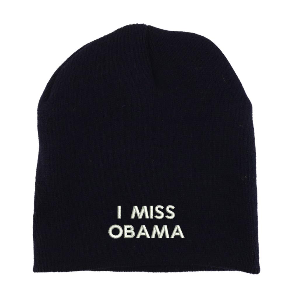 Trendy Apparel Shop I Miss Obama Embroidered Made in USA Short Acrylic Knit Winter Beanie Hat