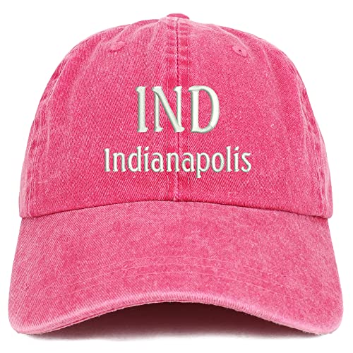 Trendy Apparel Shop IND Indianapolis Embroidered Pigment Dyed Washed Baseball Cap