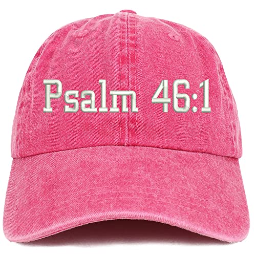Trendy Apparel Shop Psalm 46:1 Washed Pigment Dyed Baseball Cap