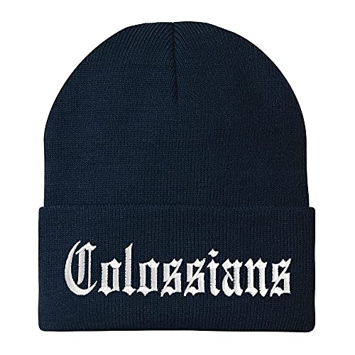 Trendy Apparel Shop Colossians Old English Embroidered Long Cuff Beanie