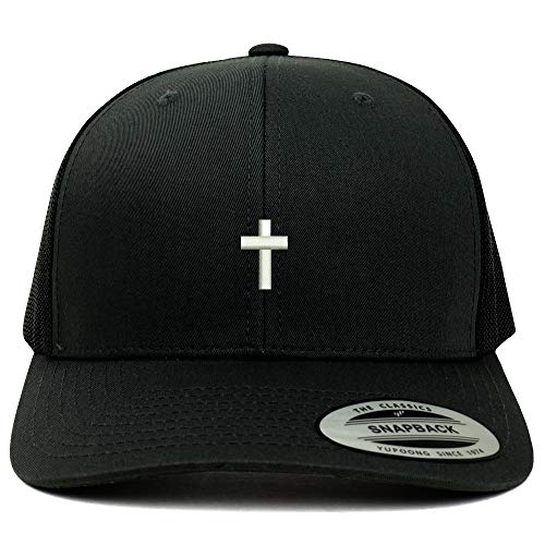 Trendy Apparel Shop Flexfit XXL Cross Embroidered Retro Trucker Mesh Cap