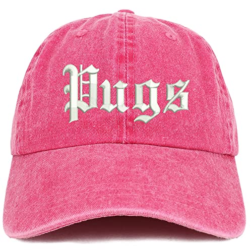 Trendy Apparel Shop Old English Pugs Washed Pigment Dyed Baseball Cap