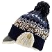 Trendy Apparel Shop Youth Size Kid's Warm Acrylic Brim Knit Winter Print Trapper Hat with Pom Pom