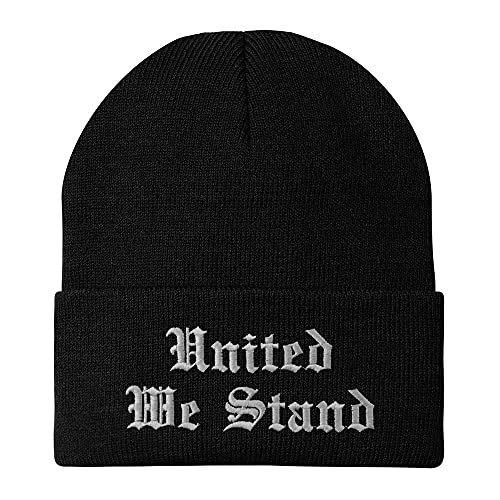 Trendy Apparel Shop United We Stand Old English Embroidered Long Cuff Beanie