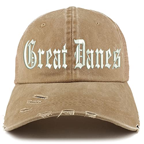 Trendy Apparel Shop Old English Great Danes Frayed Bill Trucker Mesh Back Cap