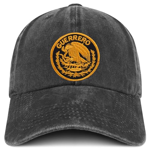 Trendy Apparel Shop Guerrero Mexico Gold Embroidered Patch Pigment Dyed Washed Baseball Cap