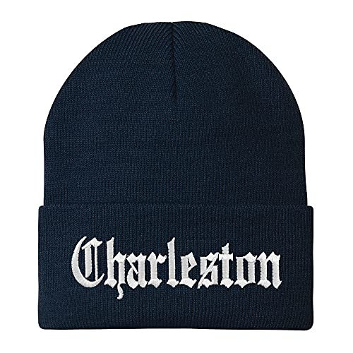 Trendy Apparel Shop Charleston Old English Embroidered Long Cuff Beanie