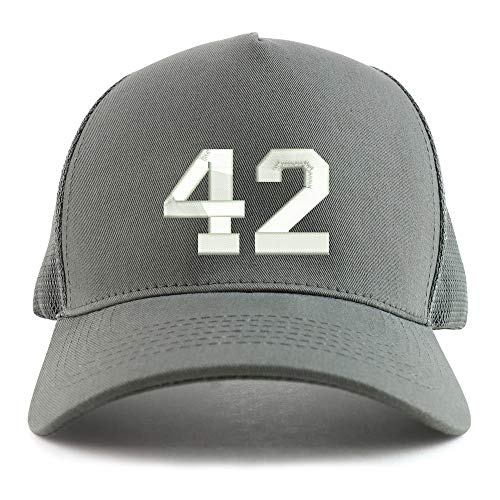Trendy Apparel Shop Number 42 Collegiate Varsity Font Embroidered Oversized 5 Panel XXL Trucker Mesh Cap