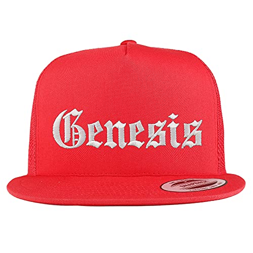 Trendy Apparel Shop Genesis Old English 5 Panel Flatbill Trucker Cap