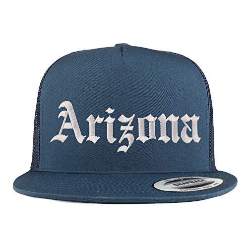 Trendy Apparel Shop Arizona State Old English 5 Panel Flatbill Trucker Mesh Cap