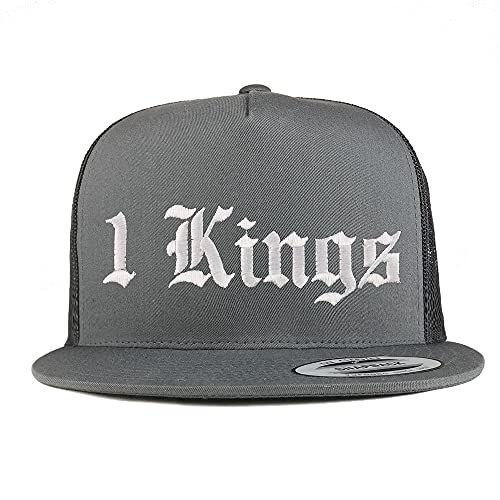 Trendy Apparel Shop 1 Kings Old English 5 Panel Flatbill Trucker Cap