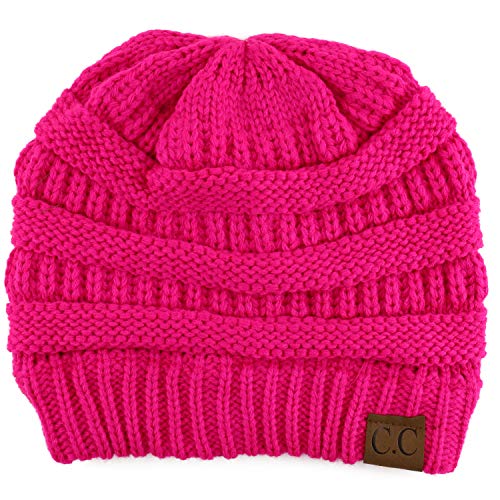 Trendy Apparel Shop Neon Color High Visibility Cable Knit Winter Beanie Hat