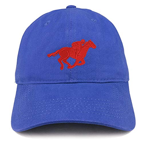 Trendy Apparel Shop Horse and Jockey Embroidered Soft Crown 100% Brushed Cotton Cap