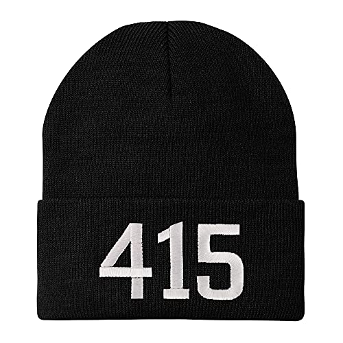 Trendy Apparel Shop 414 San Francisco CA Old English Embroidered Long Cuff Beanie