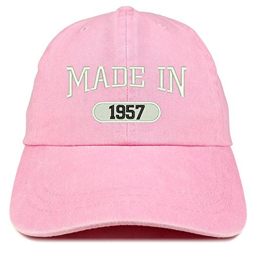 Trendy Apparel Shop Made in 1957 Embroidered 64th Birthday Washed Baseball Cap