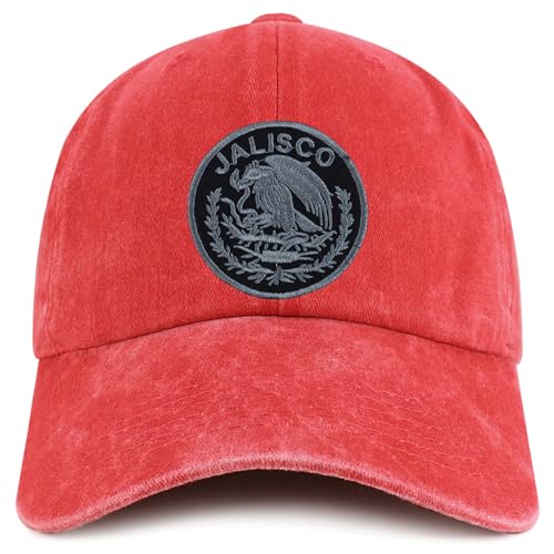 Trendy Apparel Shop Jalisco Mexico Charcoal Embroidered Patch Pigment Dyed Washed Baseball Cap
