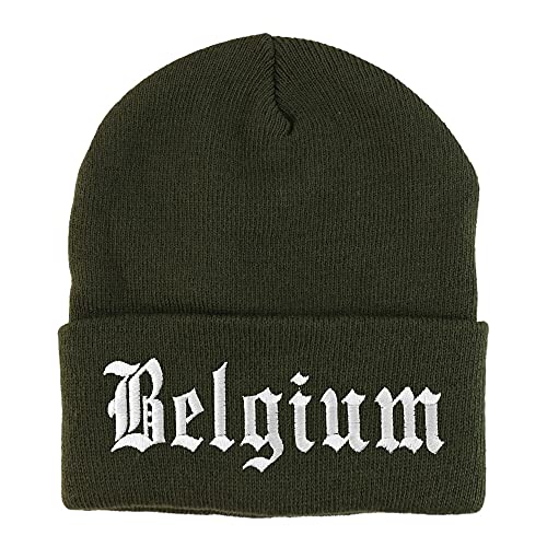 Trendy Apparel Shop Belgium Old English Embroidered Long Cuff Beanie