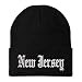 Trendy Apparel Shop New Jersey State Old English Embroidered Long Cuff Beanie