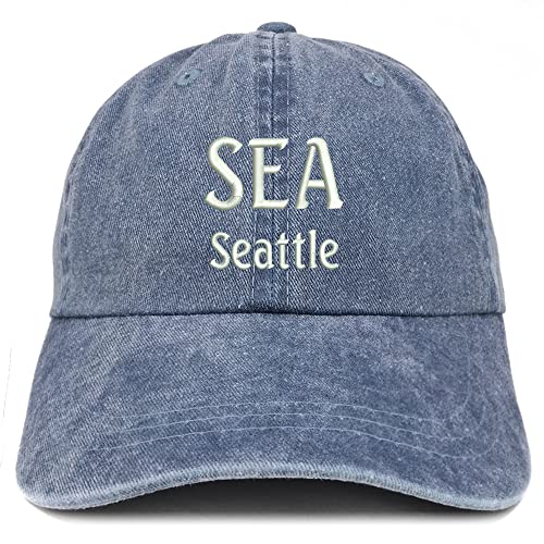 Trendy Apparel Shop SEA Seattle Embroidered Pigment Dyed Washed Baseball Cap