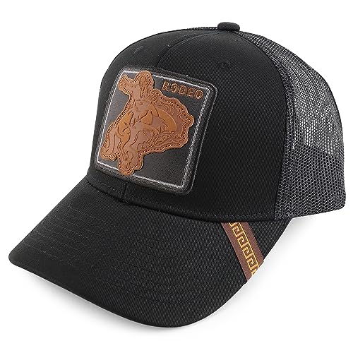 Trendy Apparel Shop Rodeo Patch Structured Curved Bill Mesh Snapback Baseball Cap