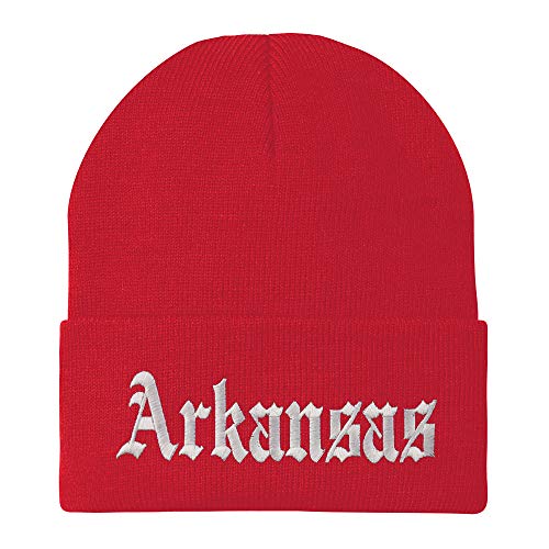 Trendy Apparel Shop Arkansas State Old English Embroidered Long Cuff Beanie