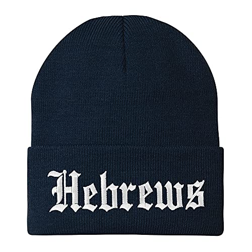 Trendy Apparel Shop Hebrews Old English Embroidered Long Cuff Beanie