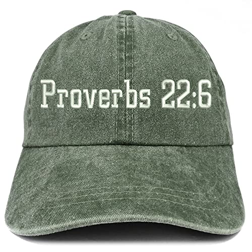Trendy Apparel Shop Proverbs 22: 6 Washed Pigment Dyed Baseball Cap