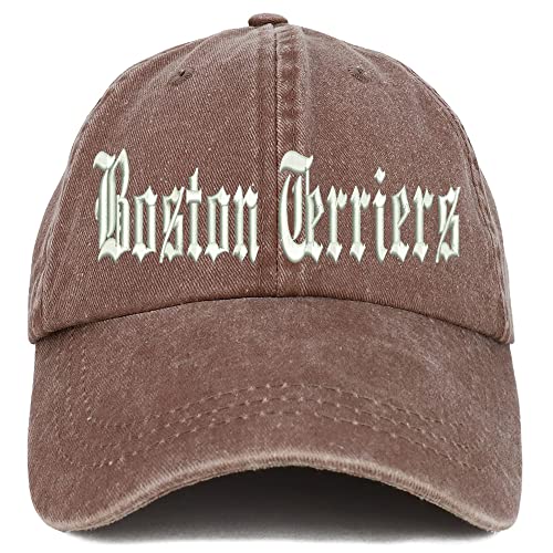 Trendy Apparel Shop Old English Boston Terriers Washed Pigment Dyed Baseball Cap