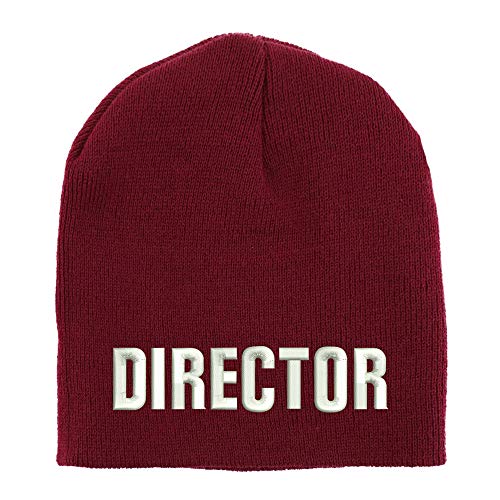 Trendy Apparel Shop Director Embroidered Made in USA Short Acrylic Knit Winter Beanie Hat