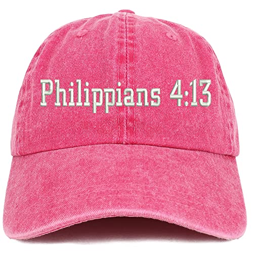 Trendy Apparel Shop Philippians 4:13 Washed Pigment Dyed Baseball Cap