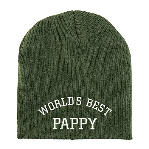 Trendy Apparel Shop World's Best Pappy Embroidered Made in USA Short Acrylic Knit Winter Beanie Hat