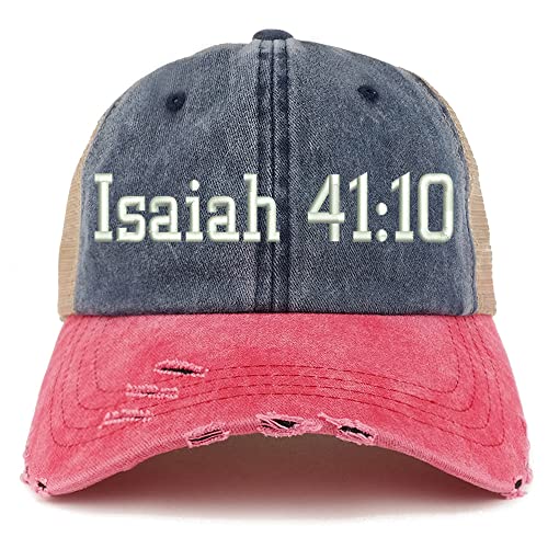Trendy Apparel Shop Isaiah 41:10 Frayed Bill Trucker Mesh Back Cap