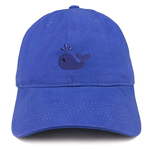 Trendy Apparel Shop Blue Whale Embroidered Soft Crown 100% Brushed Cotton Cap