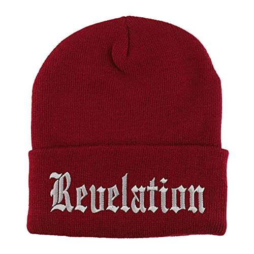 Trendy Apparel Shop Revelations Old English Embroidered Long Cuff Beanie
