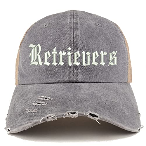 Trendy Apparel Shop Old English Retrivers Frayed Bill Trucker Mesh Back Cap