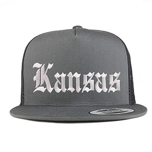 Trendy Apparel Shop Kansas State Old English 5 Panel Flatbill Trucker Mesh Cap
