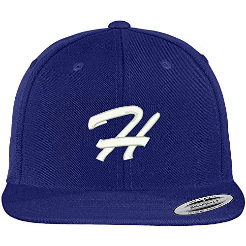 Trendy Apparel Shop Letter H Brushed Script Embroidered Flat Bill Snapback Baseball Cap