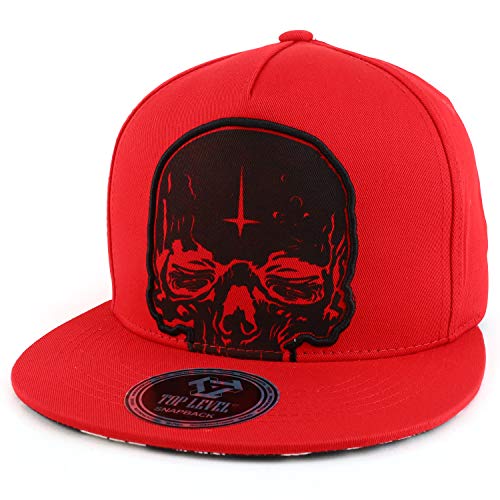 Trendy Apparel Shop Scary Skull Printed Flatbill Snapback Baseball Cap