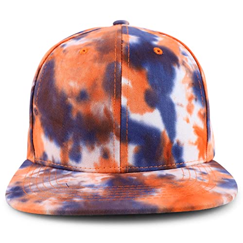 Trendy Apparel Shop Plain 100% Cotton Tie Dyed Pattern Flatbill Snapback Baseball Cap