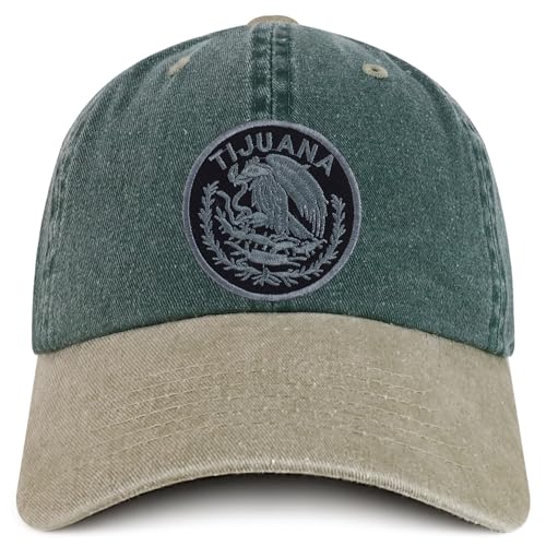 Trendy Apparel Shop Tijuana Mexico Charcoal Embroidered Patch Pigment Dyed Washed Baseball Cap