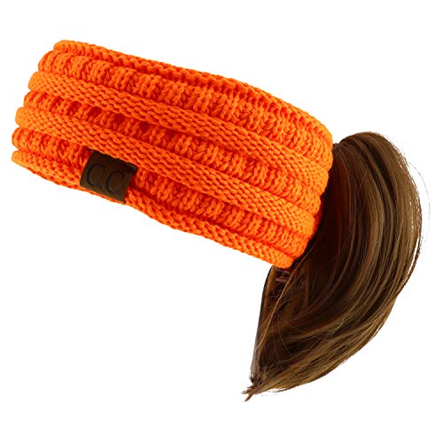 Trendy Apparel Shop Women's Solid Ribbed Knit Ponytail Button Headband