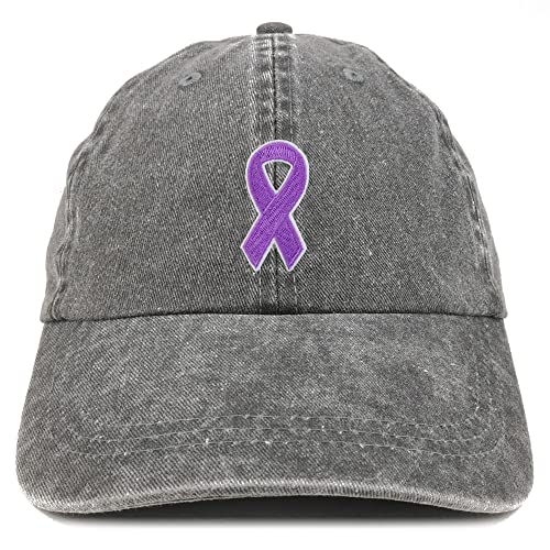 Trendy Apparel Shop Epilepsy Awareness Lavendar Ribbon Patch Pigment Dyed Washed Baseball Cap
