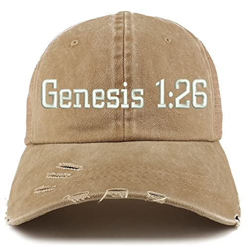 Trendy Apparel Shop Genesis 1:26 Frayed Bill Trucker Mesh Back Cap