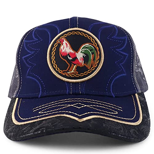 Trendy Apparel Shop Rooster Embroidered Trucker Mesh Baseball Cap