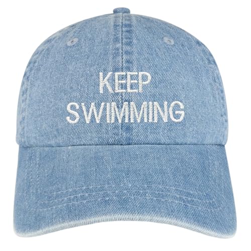 Trendy Apparel Shop Keep Swimming Embroidered Cotton Baseball Cap