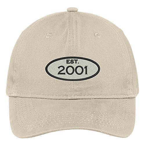 Trendy Apparel Shop Established 2001 Embroidered 18th Birthday Gift Soft Crown Cotton Cap