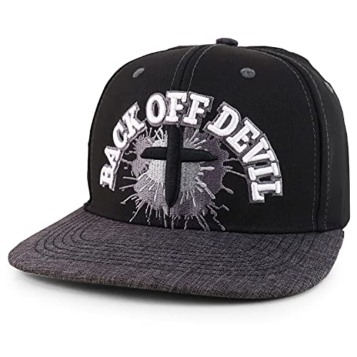 Trendy Apparel Shop Cross Back Off Devil Embroidered Snapback Baseball Cap