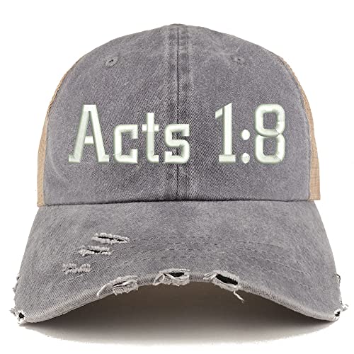 Trendy Apparel Shop Acts 1:8 Frayed Bill Trucker Mesh Back Cap