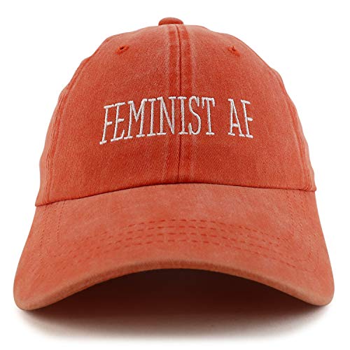 Trendy Apparel Shop Feminist AF Text Embroidered Washed Cotton Unstructured Baseball Cap